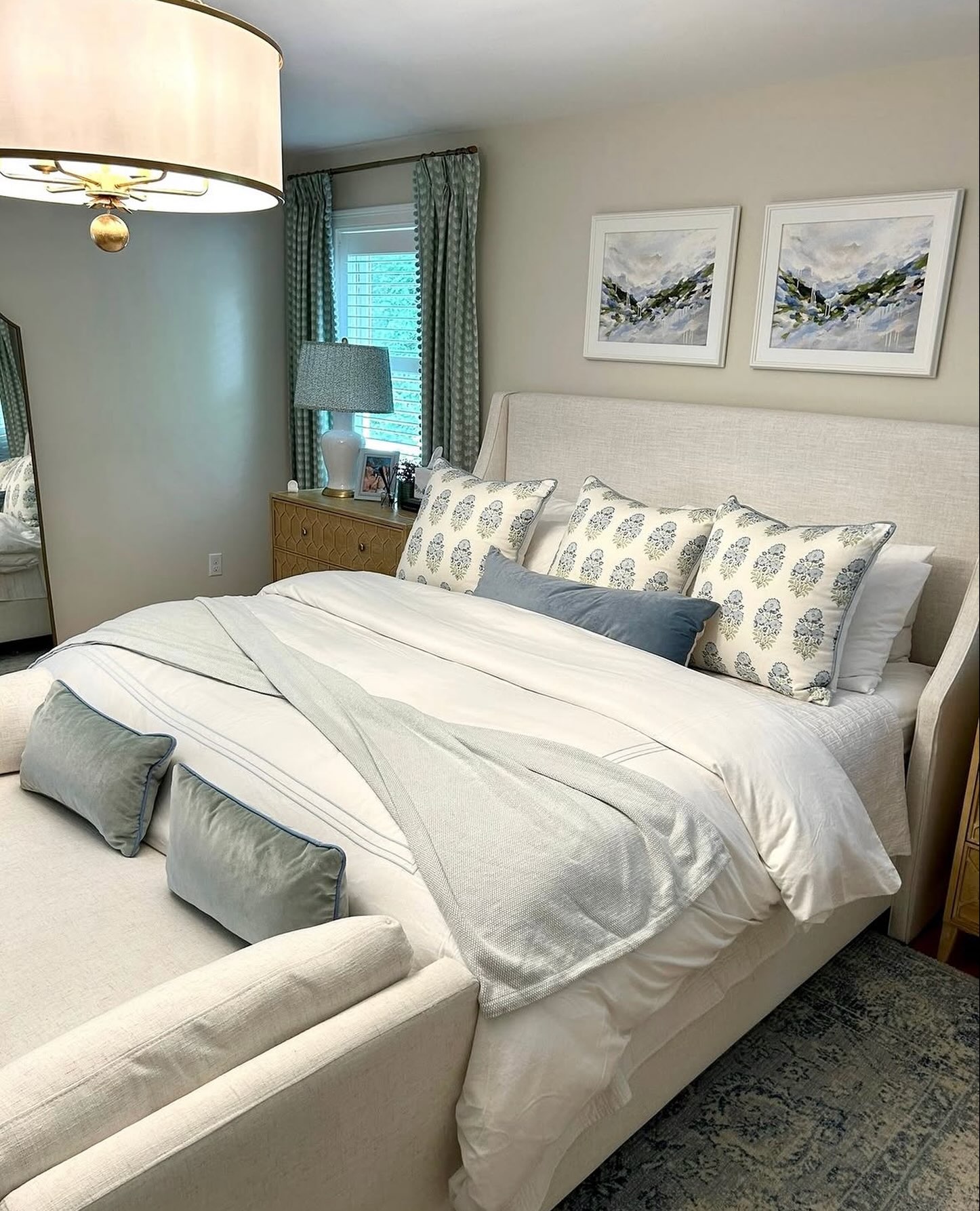 Carefully arranged bedroom after service